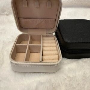 New set of two 4x4 travel jewelry boxes. White and black